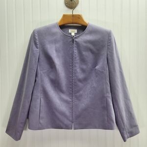 Talbots Faux Suede Zip- Up Elegant Purple Women's Blazer.